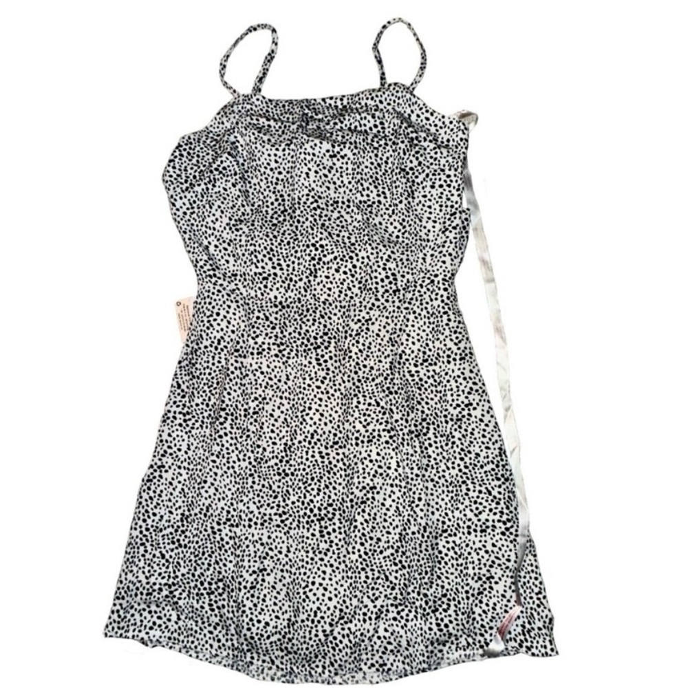 MISSGUIDED Cami Tie Back Aline Dress Dalmatian Print White Black size 6 …